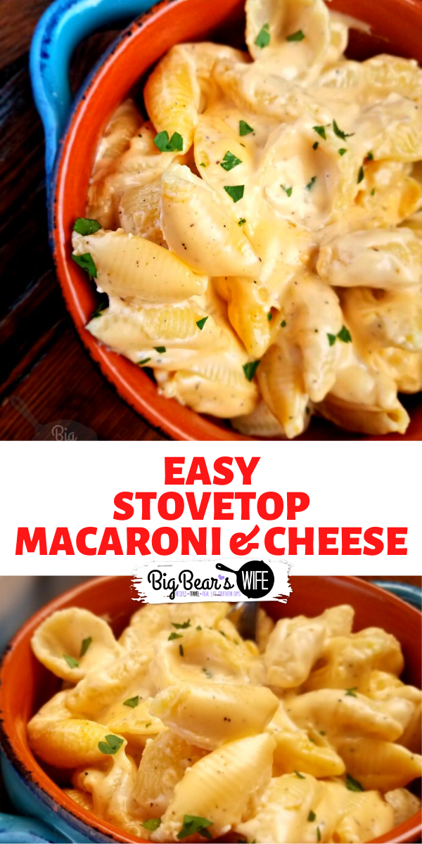  An Easy Stovetop Macaroni and Cheese that can be whipped up in minutes; so quick to make and such a tasty side dish! via @bigbearswife