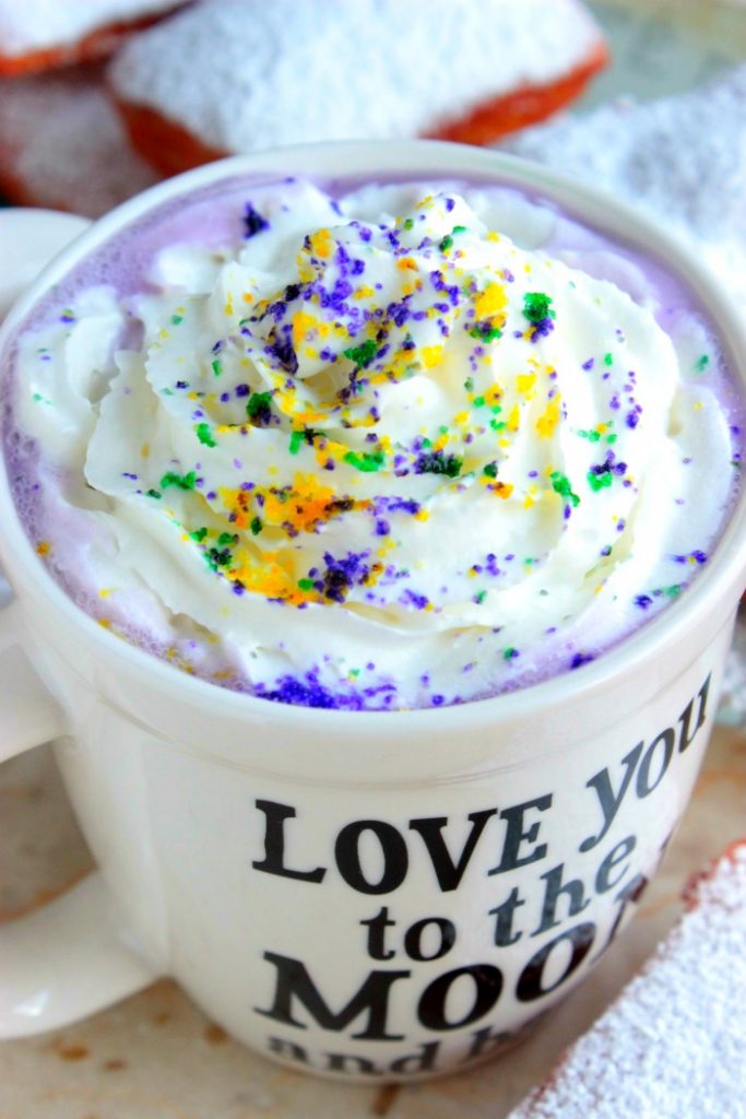 Mardi Gras Purple Hot Chocolate PLUS DIY Colored Sugar