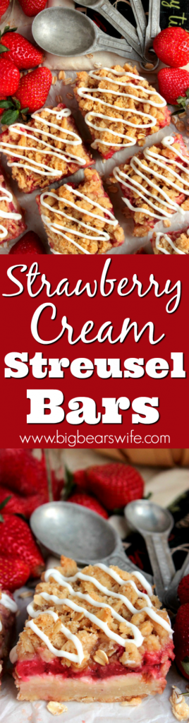 Strawberry Cream Streusel Bars