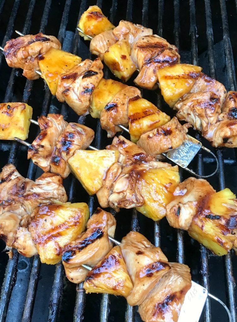 grilled chicken and pineapple skewers