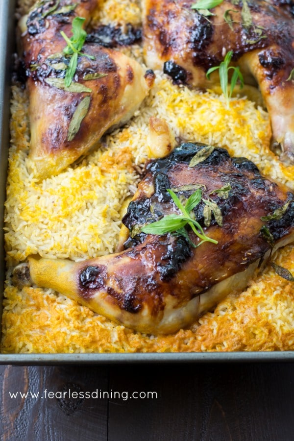 Blackberry Tarragon One Pan Baked Chicken. So easy and you only need one pan! Recipe at http://www.fearlessdining.com