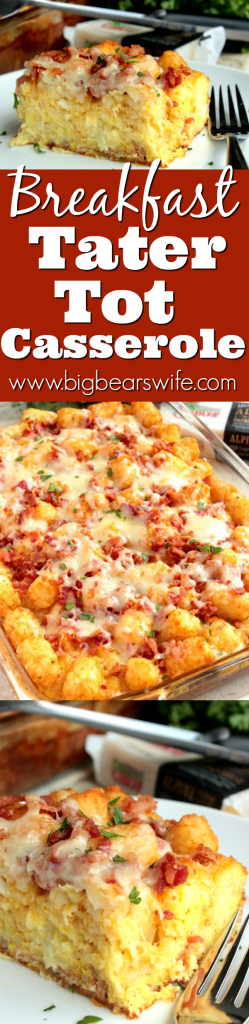 Make this Breakfast Tater Tot Casserole ahead of time and then reheat it for breakfast or brunch! This is great for breakfast, brunch or even dinner!