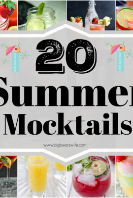 20 Summer Mocktails - Although I'm not a big drinker, I have to admit that I do love to sip on a cocktail ever now and then during the summer months. However, since this pregnant lady won't be sipping on any fruity cocktails this year, I've be on the hunt for the perfect Summer Mocktails! Mocktails are like cocktails but they have no alcohol in them. Perfect!