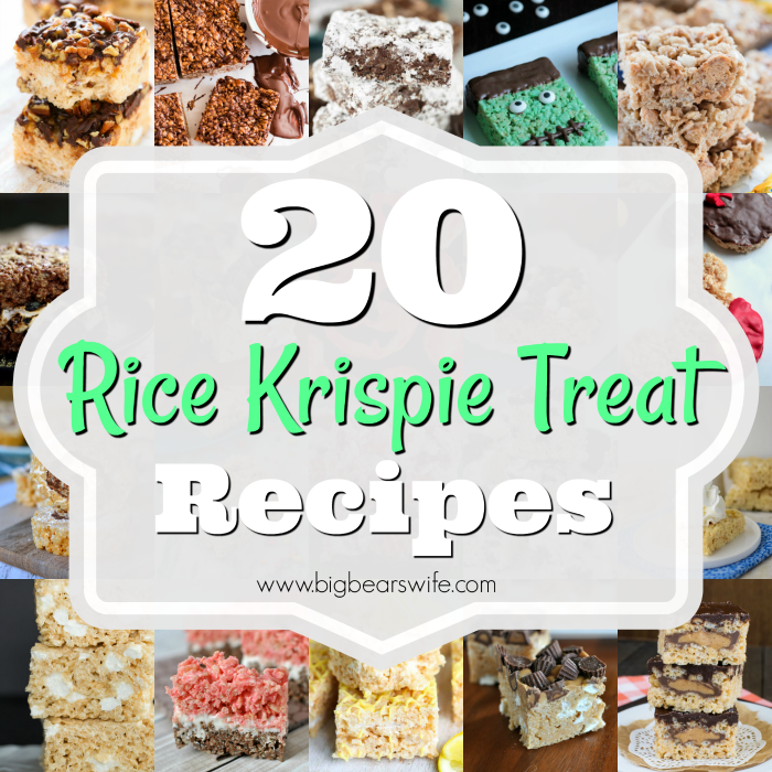 20 Sweet Rice Krispie Treats - Cereal, Melted Marshmallows and Butter pressed into a perfect little treat! What could be better than a homemade rice krispie treat? If you love rice kripsie treats, I can't wait for you to see these 20 Sweet Rice Krispie Treats recipes!