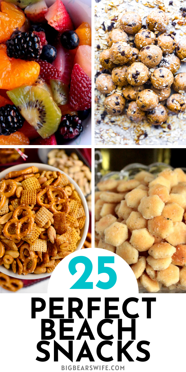 The sun is shinning, the weather is hot and the waves are crashing on the sand! It's time to go to the beach! When you're ready to pack and head to the shore, make sure to pack a few of these beach snacks to keep the family happy while they're playing in the sand! via @bigbearswife