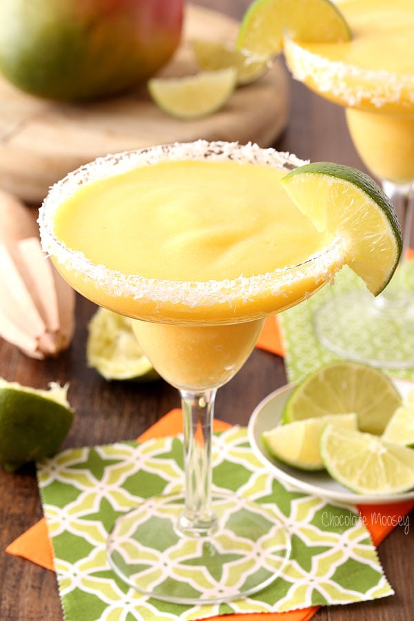 Mango Coconut Frozen Margaritas (alcohol and virgin recipes)