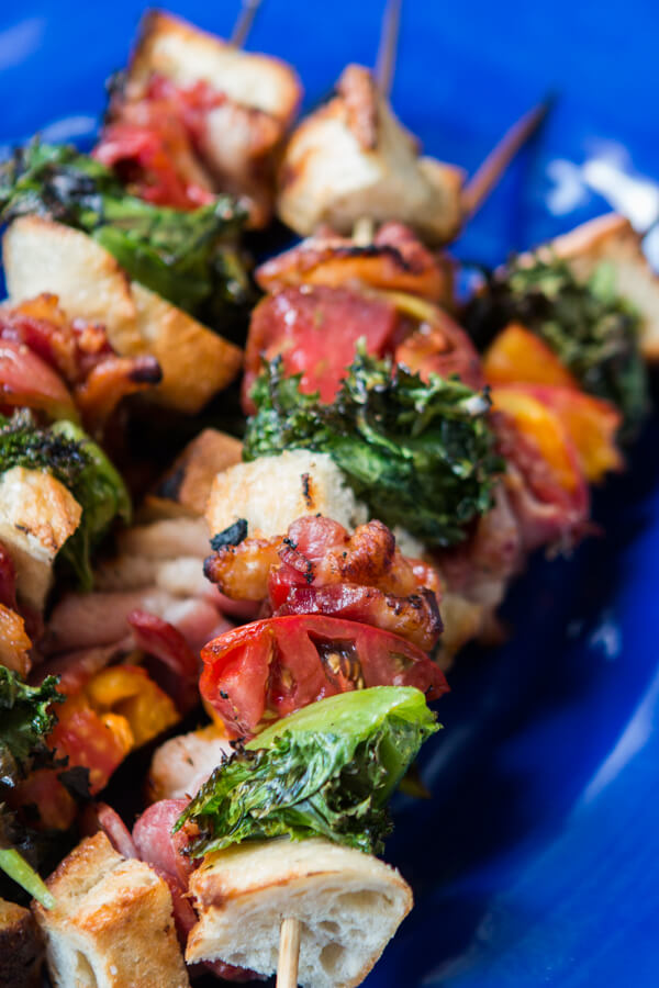 If you thought you loved a fat, juicy BLT sandwich you're going to go nuts for these grilled blt kabobs with a garlic aioli drizzle! ohsweetbasil.com