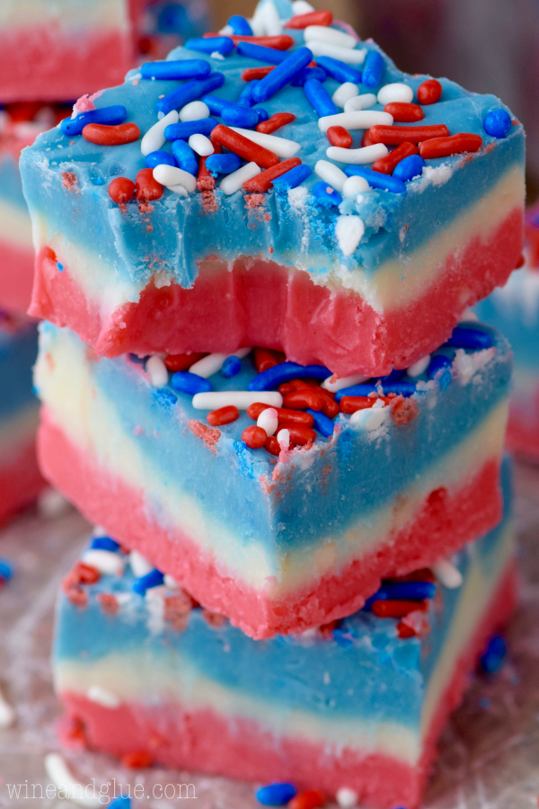 This Red White and Blue Fudge is super simple to make in the microwave, but it is a showstopper!