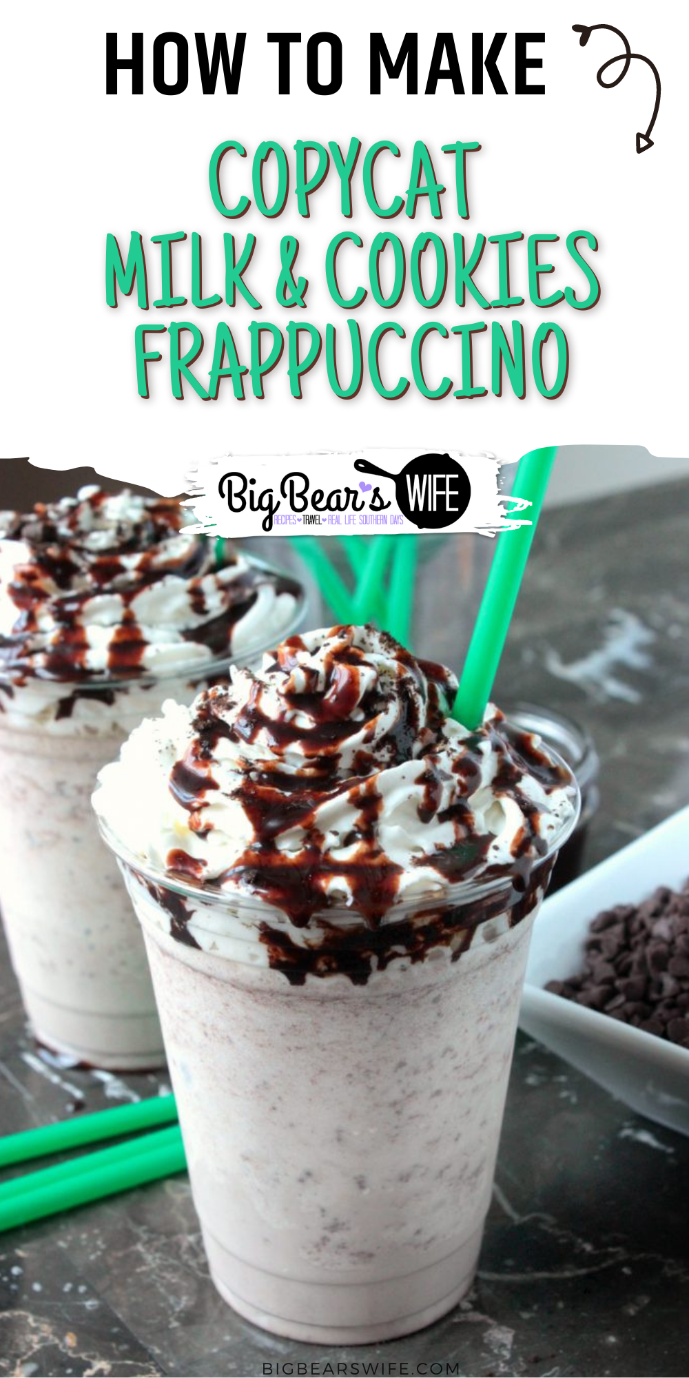 I know that visits to the coffee shop can be relaxing but sometimes it's just nice to stay at home in your PJs and enjoy a drink that you'd normally get from the coffeehouse! This Copycat Milk and Cookies Frappuccino is the homemade version of a super popular coffeehouse drink that we've loved for years!! via @bigbearswife