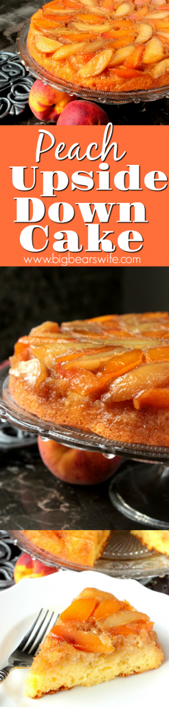 Are you a fan of pineapple upside down cake? If so, I know you're going to be peachy keen over this homemade Peach Upside Down Cake topped with brown sugar, melted butter and fresh peaches! 