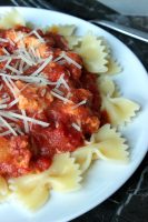 Toni's Slow Cooker Stupid Easy Chicken is super easy, has only 5 ingredients in the entire recipe and cooked in the slow cooker! Just boil some pasta before you're ready to eat and dinner is done!  