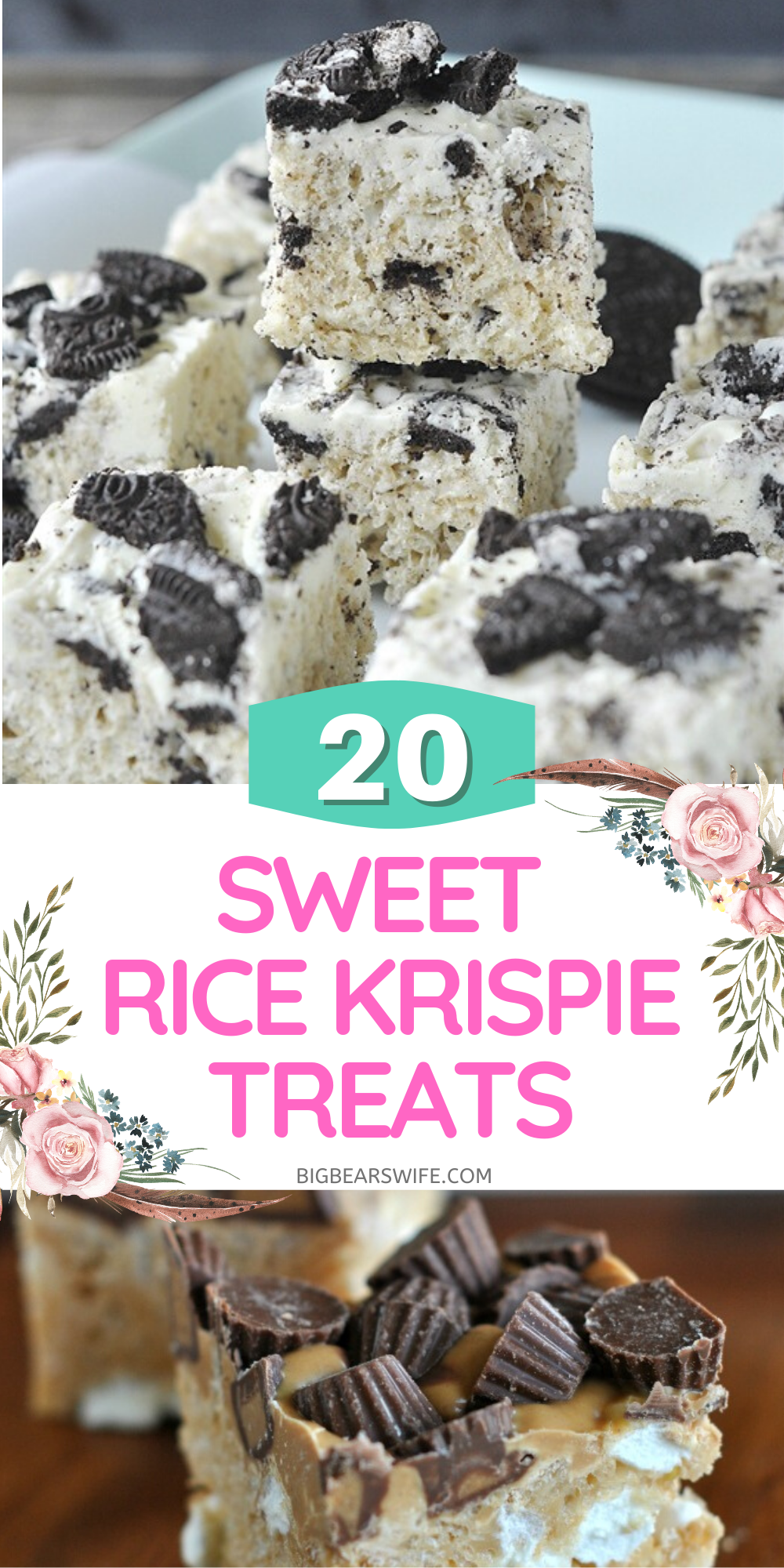 Cereal, Melted Marshmallows and Butter pressed into a perfect little treat! What could be better than a homemade rice krispie treat? If you love rice kripsie treats, I can't wait for you to see these 20 Sweet Rice Krispie Treats recipes! via @bigbearswife