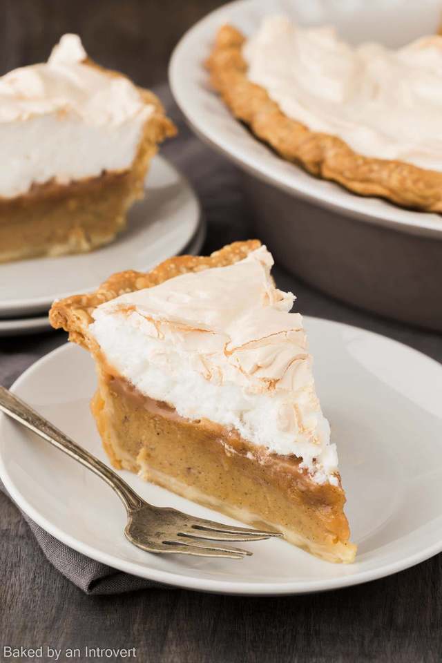 This Caramel Sweet Potato Pie is spiced with nutmeg, ginger, allspice and vanilla and topped with fluffy meringue.
