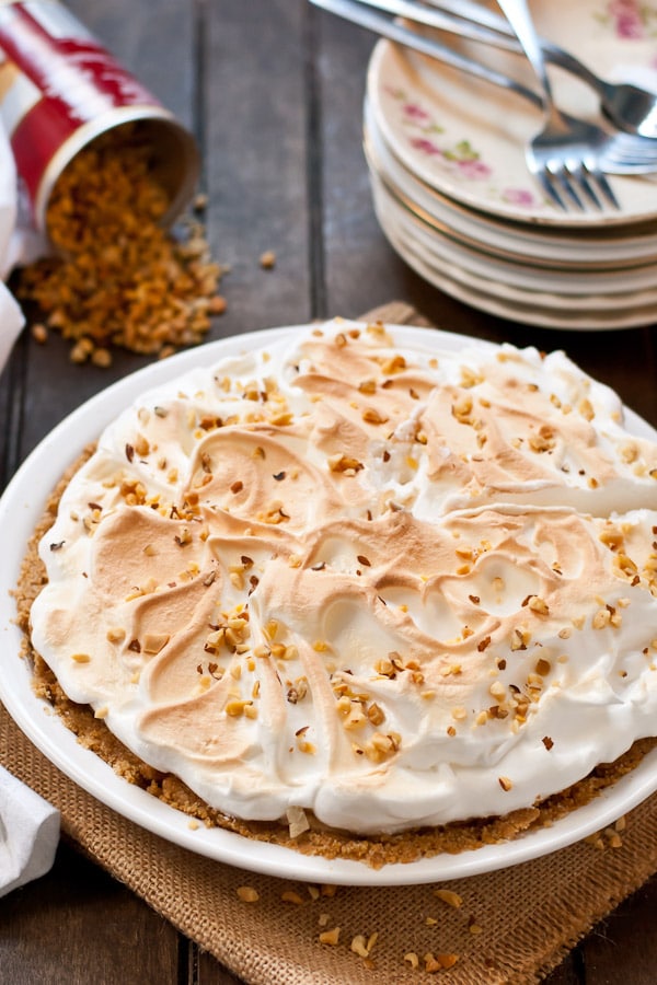 Make this No Bake Peanut Butter Meringue Pie the star of your holiday dessert table!