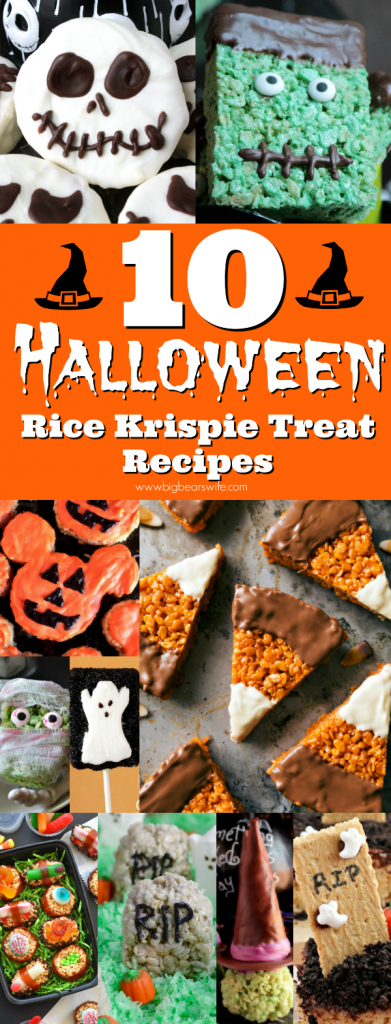 10 Halloween Rice Krispie Treat Recipes - Need a treat that spooky for Halloween but perfect for your sweet tooth? These 10 Halloween Rice Krispie Treat Recipes will hit the spot!