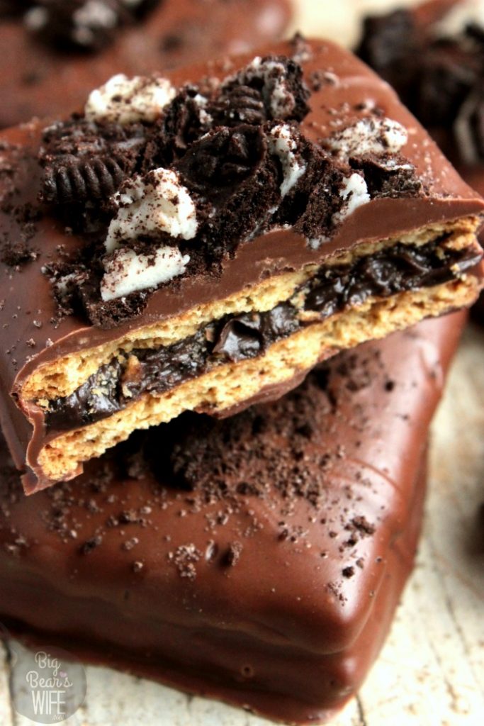 Chocolate Covered Cookie Butter Stuffed Graham Crackers