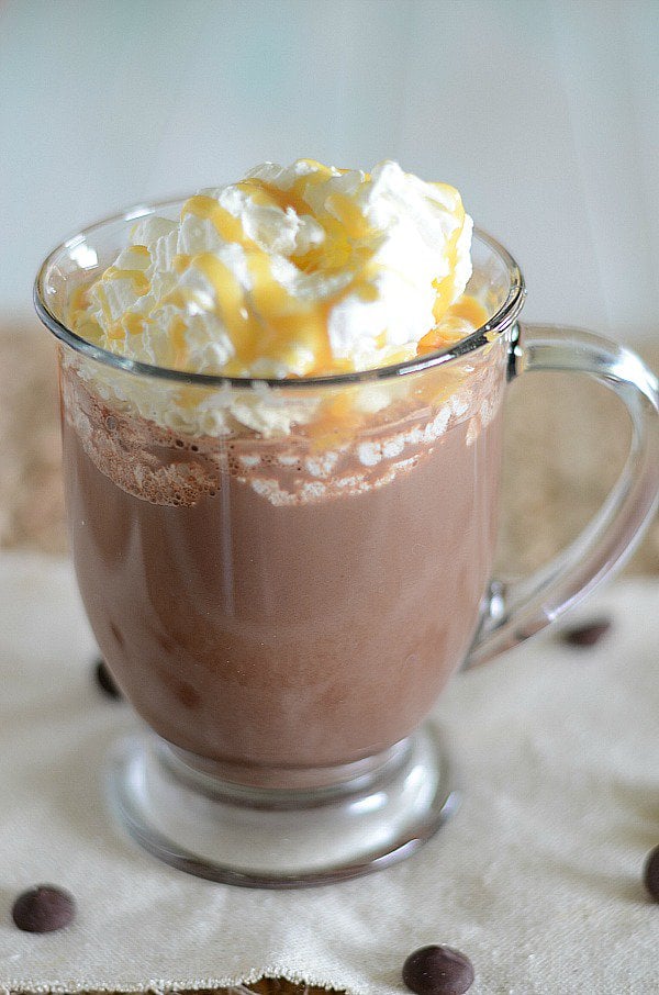 Make your own Dunkin Donuts Salted Caramel Hot Chocolate at home with this copycat recipe. 