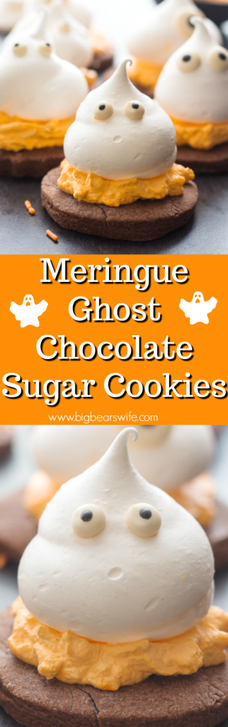 Meringue Ghost Chocolate Sugar Cookies may take a little baking time but they'll be the talk of the party once they're served! 