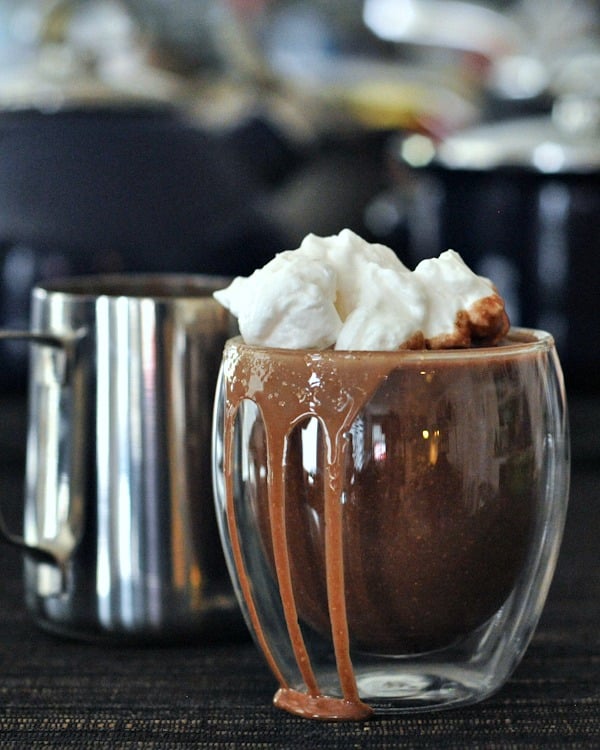 Cashew Hot Cocoa with Cinnamon Whip and Double Chocolate Mug Cake @spabettie