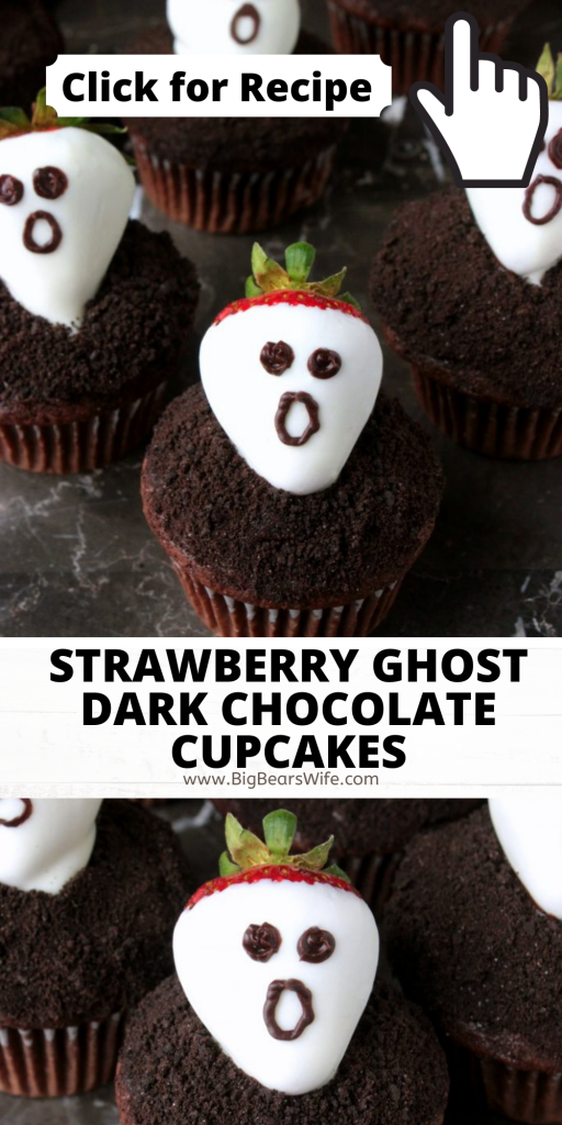 Don’t get spooked! These Strawberry Ghost Dark Chocolate Cupcakes are nothing be scared about! They’re a sweet and easy dessert that’s perfect for Halloween!