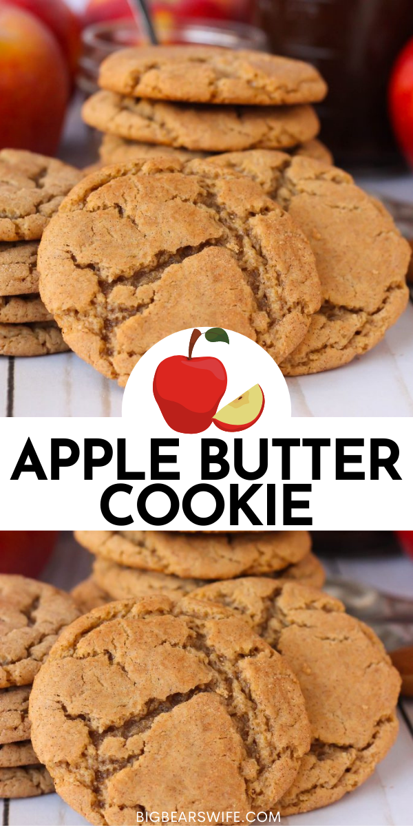 An Apple Butter Cookie is a mash up of snickerdoodles and sugar cookies! They're soft and chewy with a cinnamon sugar crust! Make them with store bought apple butter or homemade apple butter! via @bigbearswife