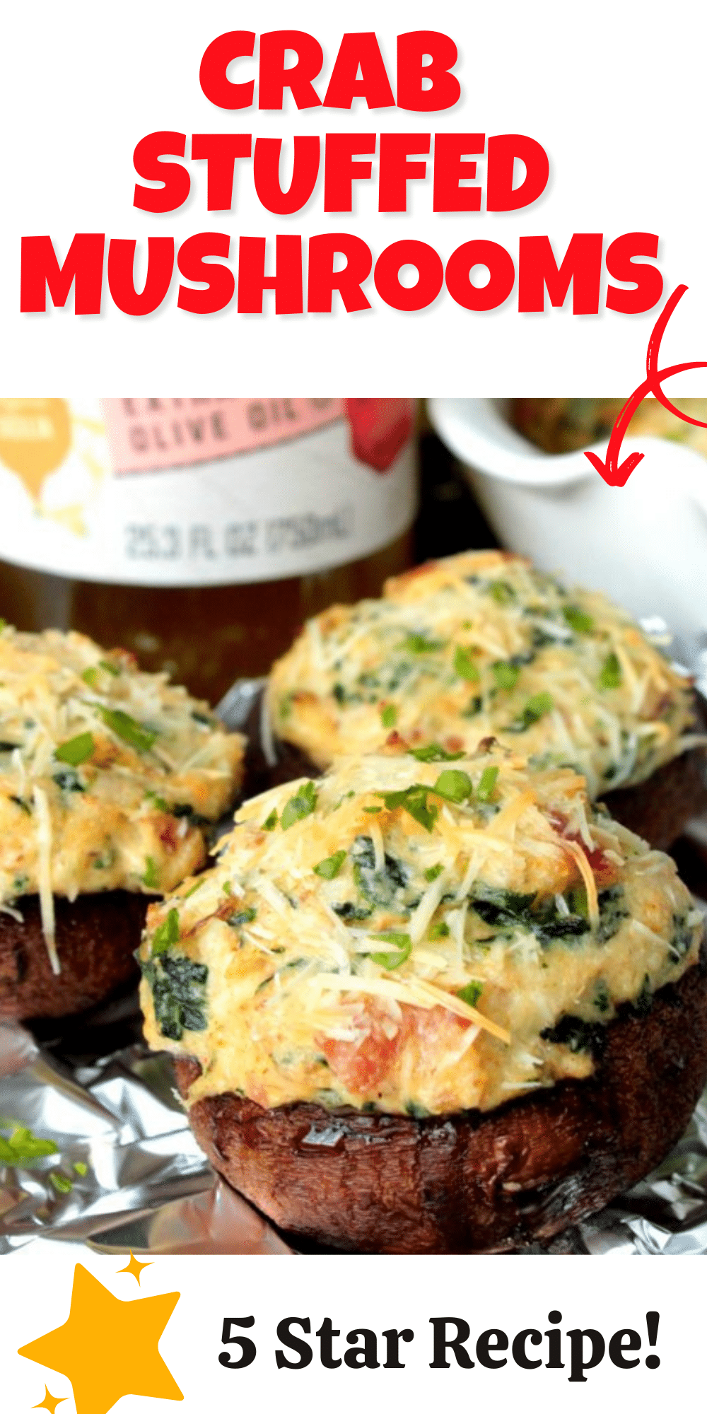 These Crab Stuffed Mushrooms are filled with an easy cream cheese, crab and spinach filling! PS. there are NO breadcrumbs in this recipe!

 via @bigbearswife