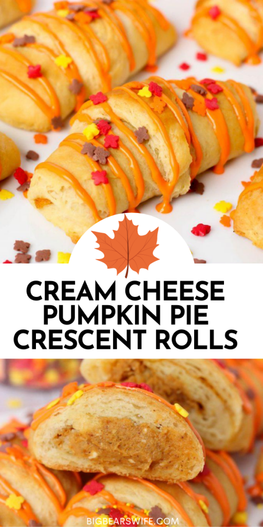 A sweet little dessert that's stuffed with a Cream Cheese Pumpkin Pie filling! These Cream Cheese Pumpkin Pie Crescent Rolls are ready in under 30 minutes!