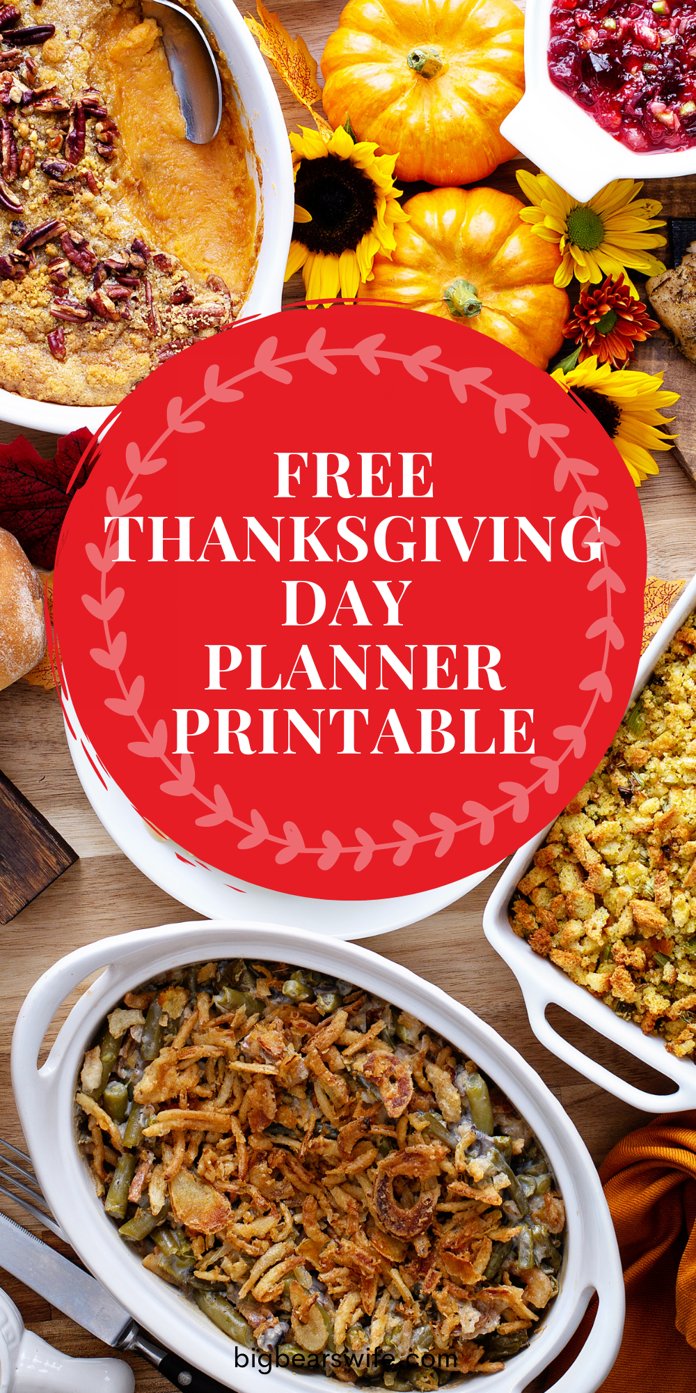 A Free Thanksgiving Day Planner Printable just for you to help make sure that you stay organized and stress free this holiday season! via @bigbearswife