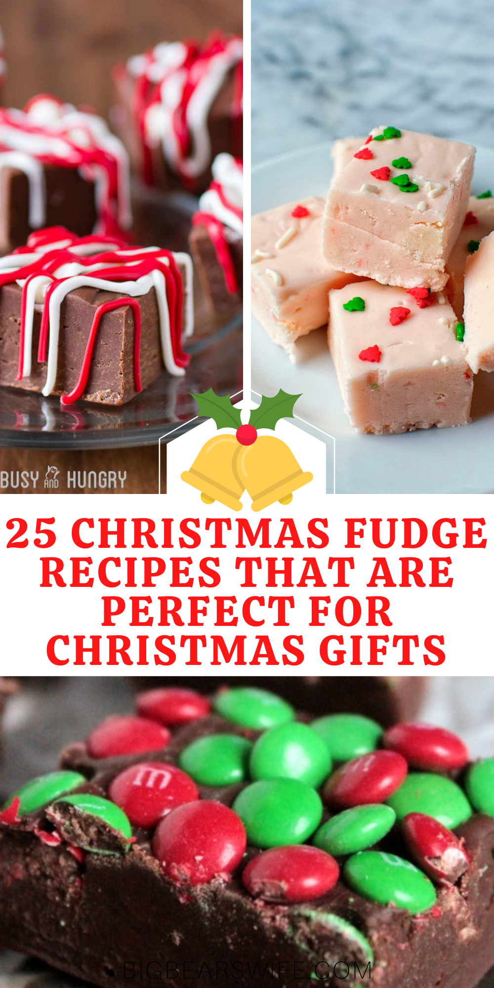 25 Christmas Fudge Recipes that are perfect for Christmas Gifts - Homemade gifts from the kitchen are always some of the best gifts that you can give or receive at Christmas! This list has 25 Christmas Fudge Recipes that are perfect for Christmas Gifts or hostess gifts! via @bigbearswife