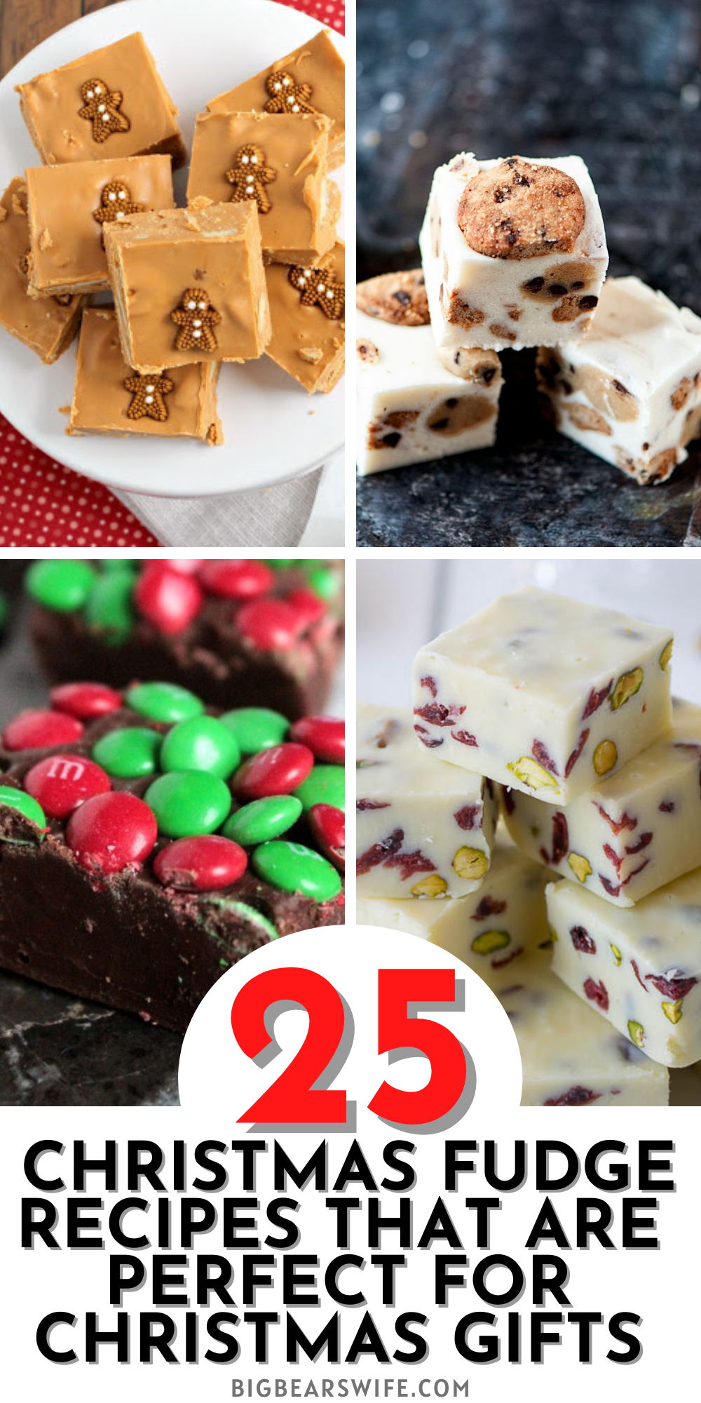25 Christmas Fudge Recipes that are perfect for Christmas Gifts - Homemade gifts from the kitchen are always some of the best gifts that you can give or receive at Christmas! This list has 25 Christmas Fudge Recipes that are perfect for Christmas Gifts or hostess gifts! via @bigbearswife
