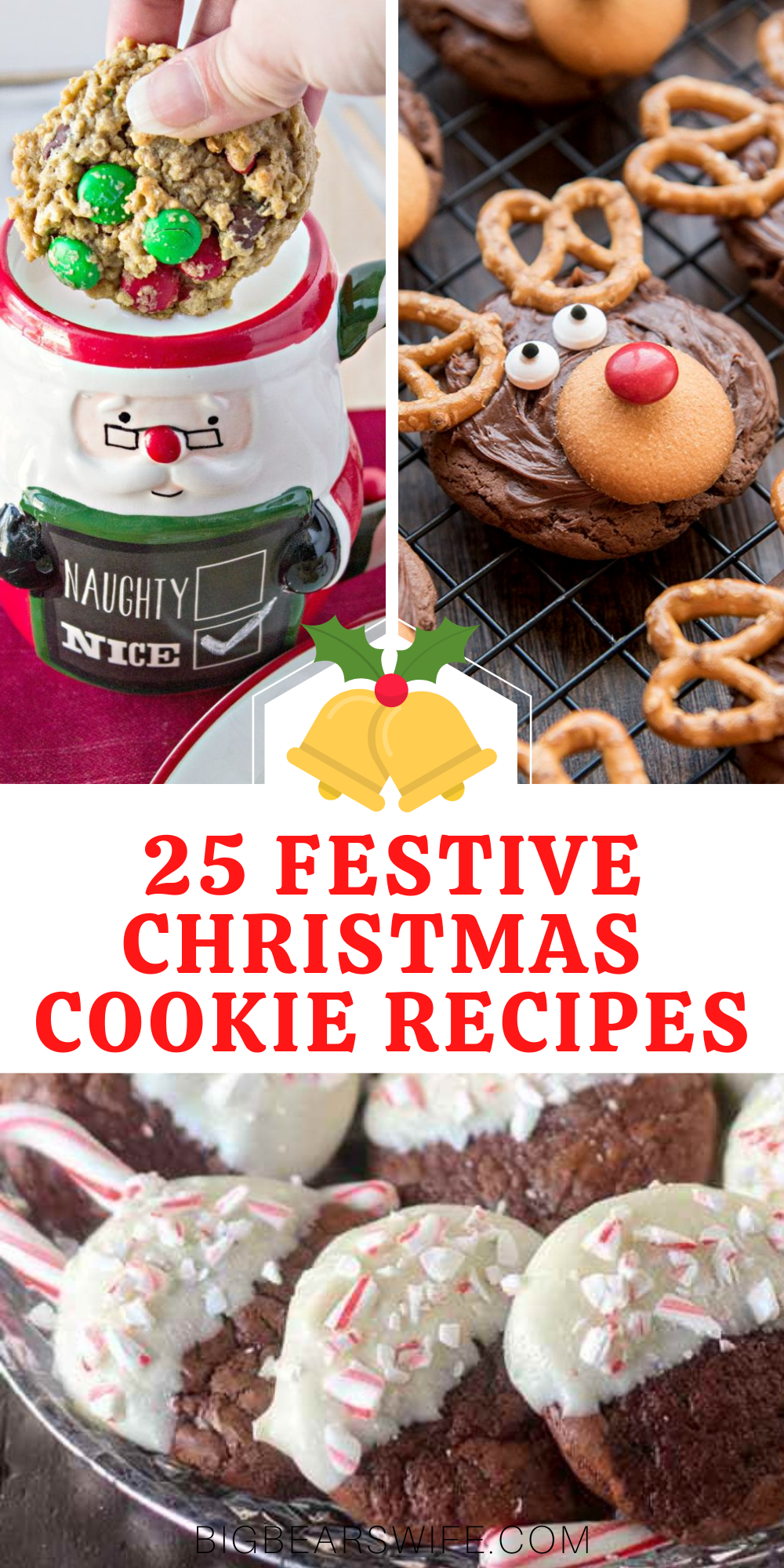 25 Festive Christmas Cookie Recipes - Get into the festive Holiday Spirit with 25 Festive Christmas Cookie Recipes perfect for dessert or gift giving! via @bigbearswife