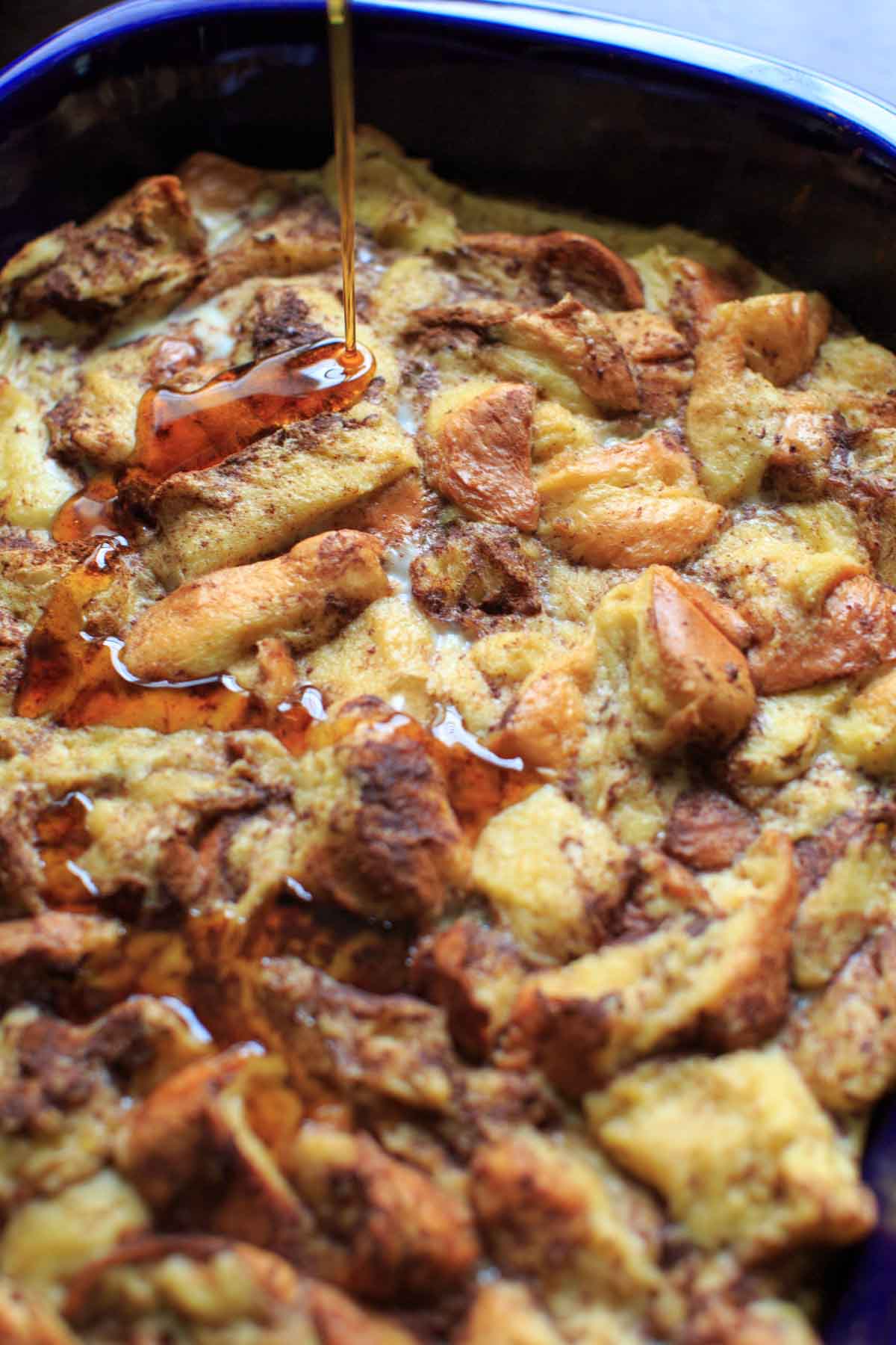 Overnight French Toast Casserole with cinnamon, vanilla and a secret ingredient. As healthy as french toast can be while still being an easy and delicious breakfast to feed a crowd.