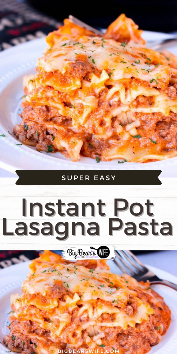 This Easy Instant Pot Lasagna Pasta is a "toss together, stir and cook" type of recipe. Everything is cooked in the Instant Pot, but I love to broil the cheese in the oven to finish it off! via @bigbearswife