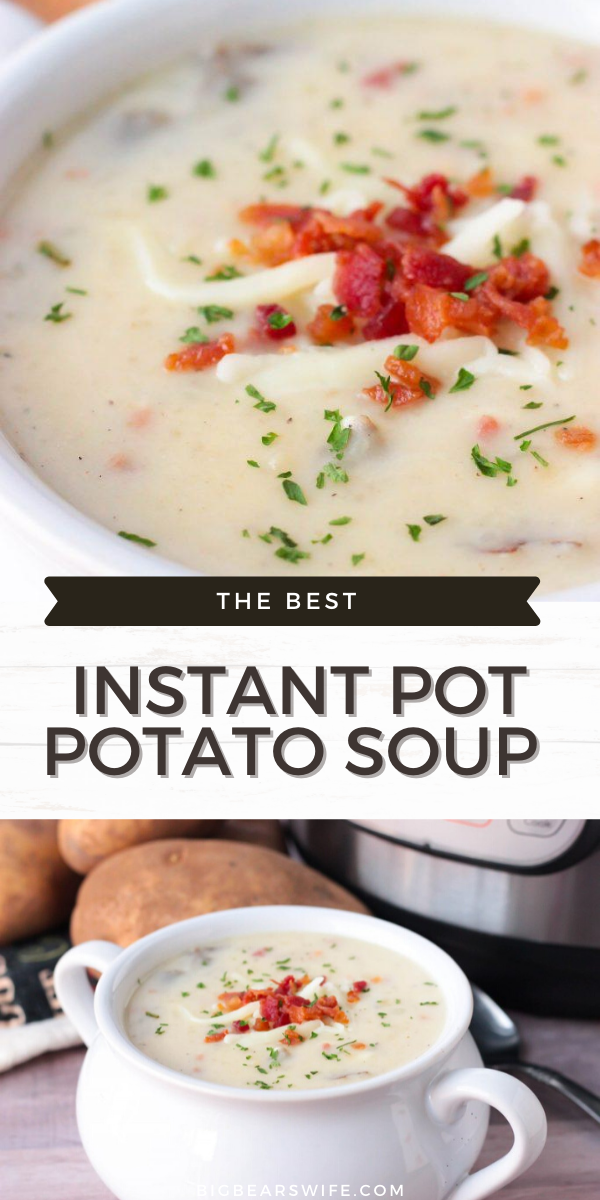 This Instant Pot Potato Soup is pure comfort food and I love the fact that you can set the Instant Pot and walk away without babysitting this soup on the stove.  via @bigbearswife