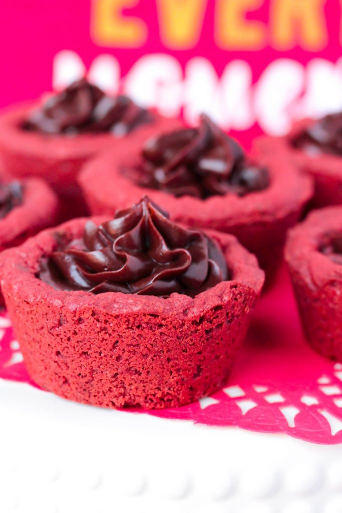 Red Velvet Cookie Cups with Fudge Centers