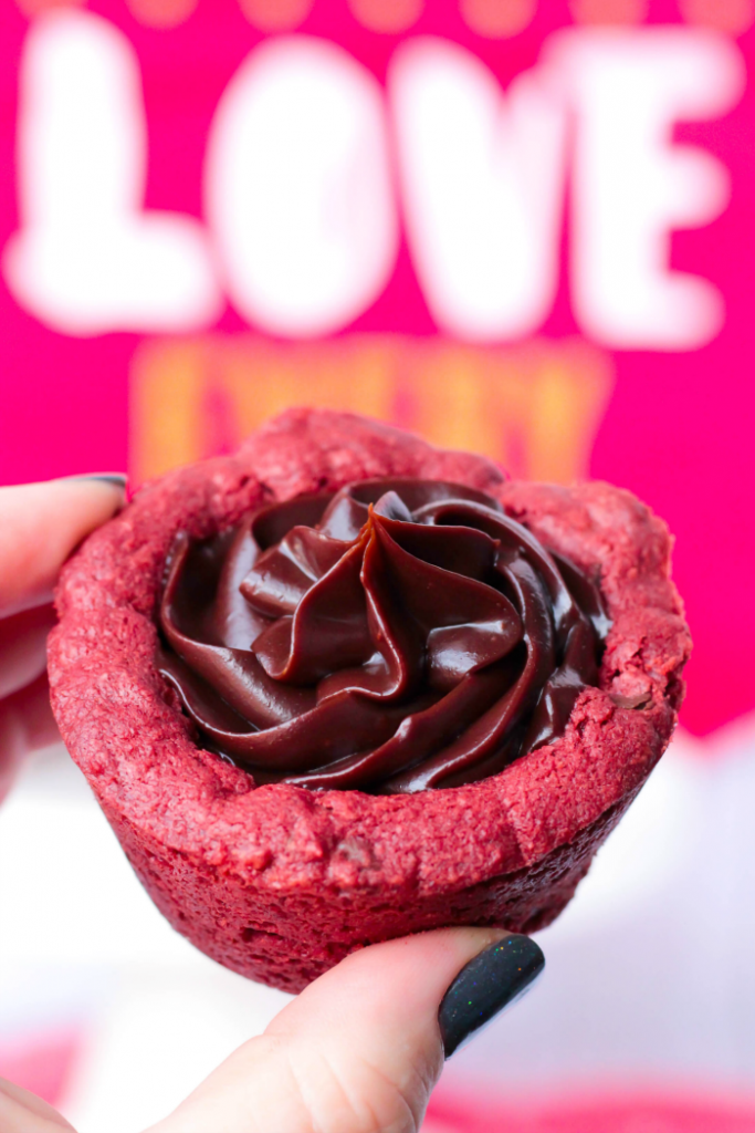 Red Velvet Cookie Cups with Fudge Centers