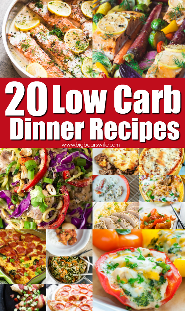  20 Low Carb Dinner Recipes- Wanting to cut some of the carbs out of your diet but not sure where to start or which recipes to make? I'm glad you're here! I've got 20 Low Carb Dinner Recipes here that you're going to love! 