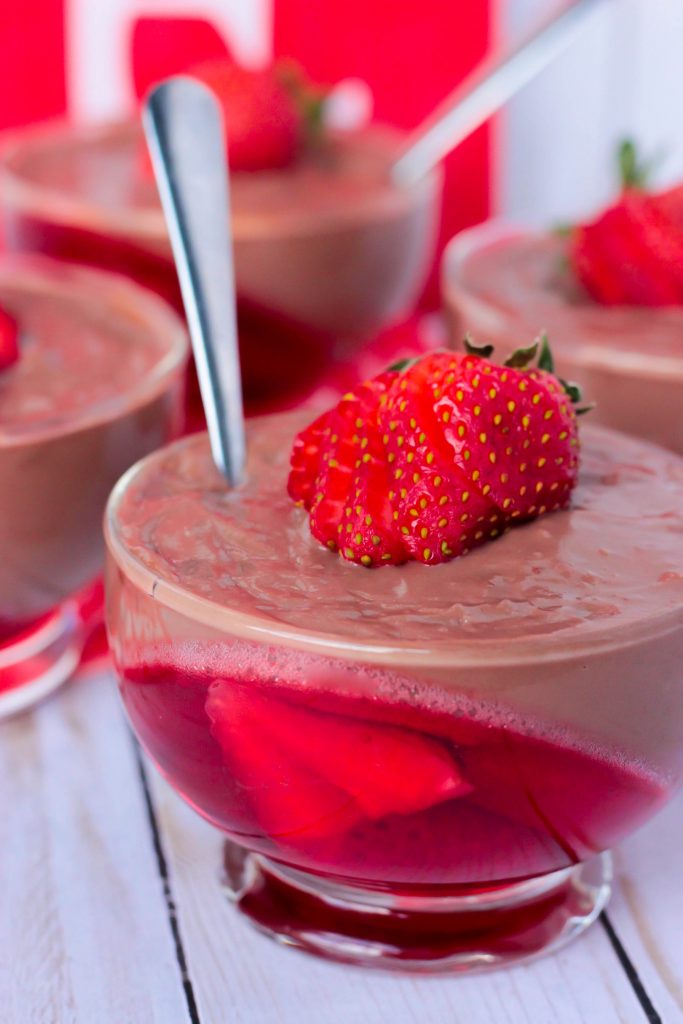 Chocolate Pudding and Strawberry Jello Parfaits