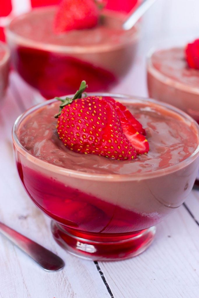 Chocolate Pudding and Strawberry Jello Parfaits