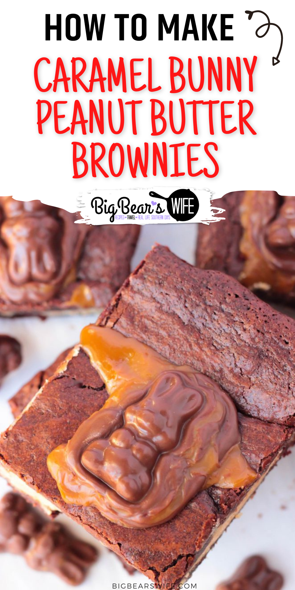 Peanut Butter Stuffed Chocolate Brownies with a chocolate caramel bunny melted on top, what’s not to love? These Caramel Bunny Peanut Butter Brownies are the perfect addition to any Easter dessert spread!

 via @bigbearswife