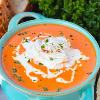 Homemade Tomato Bisque with Crab Meat