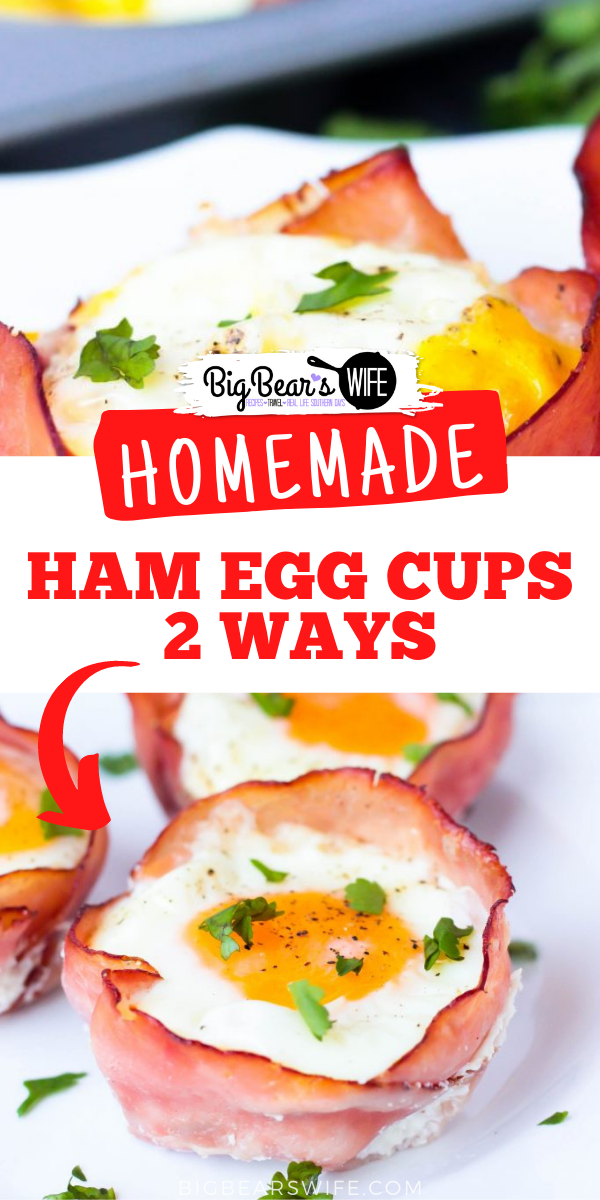 Ham Egg Cups are easy to make for breakfast or brunch! These Ham Egg cups are made two different ways, one scrambled and one way that reminds me of a hard boiled egg! Plus they’re wrapped in tasty honey ham and baked with plenty of cheese!  via @bigbearswife
