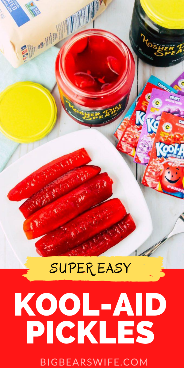Kool-Aid Pickles - Ready for a great sweet and tangy treat to make the kids this summer? These Kool-aid pickles are fun to make and just as fun to eat! #koolaid #koolaidpickles via @bigbearswife