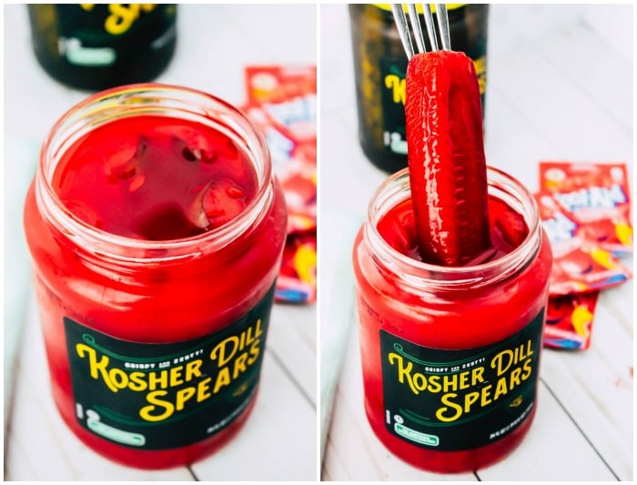 Kool-Aid Pickles - Ready for a great sweet and tangy treat to make the kids this summer? These Kool-aid pickles are fun to make and just as fun to eat!