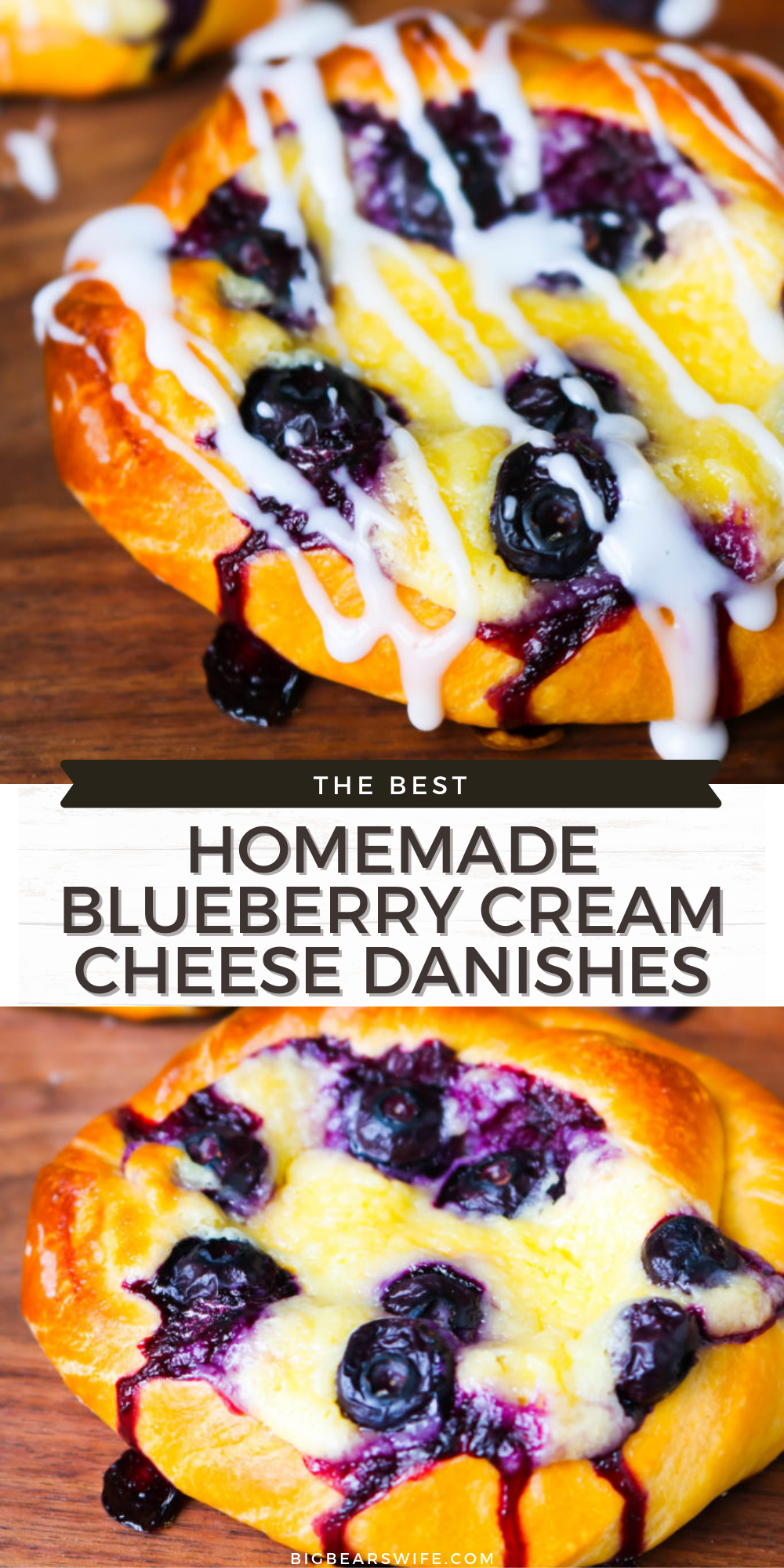 While I love a good shortcut when it comes to baking, Homemade Blueberry Cream Cheese Danishes from scratch are 100% worth it! They're filled with a cream cheese filling and topped with fresh summer blueberries!  via @bigbearswife