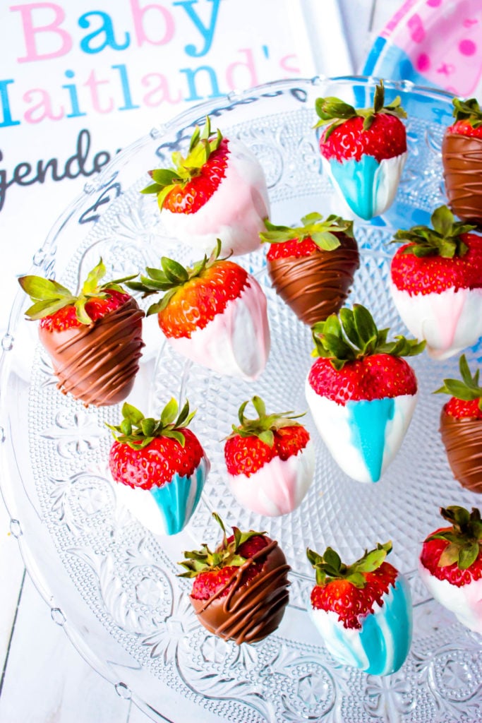 Pastel Swirl Covered Strawberries - Gender Reveal Party Strawberries 