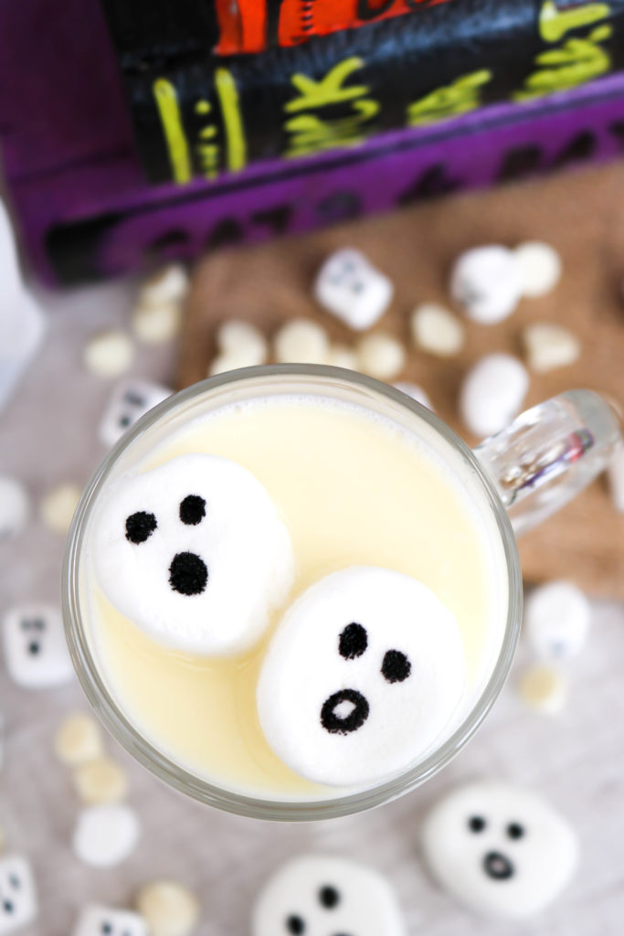 Melting Ghost Hot Chocolate ( Homemade White Hot Chocolate) #HalloweenTreatsWeek