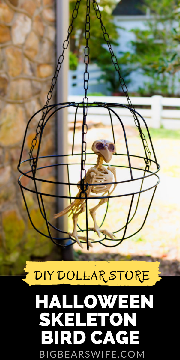 Decorate on a budget with this easy dollar store DIY Halloween Skeleton Bird cage. This fun DIY Halloween craft cost $3 to make and your DIY Dollar Store Halloween Skeleton Bird cage will look perfectly creepy outside or inside this Halloween!

 via @bigbearswife