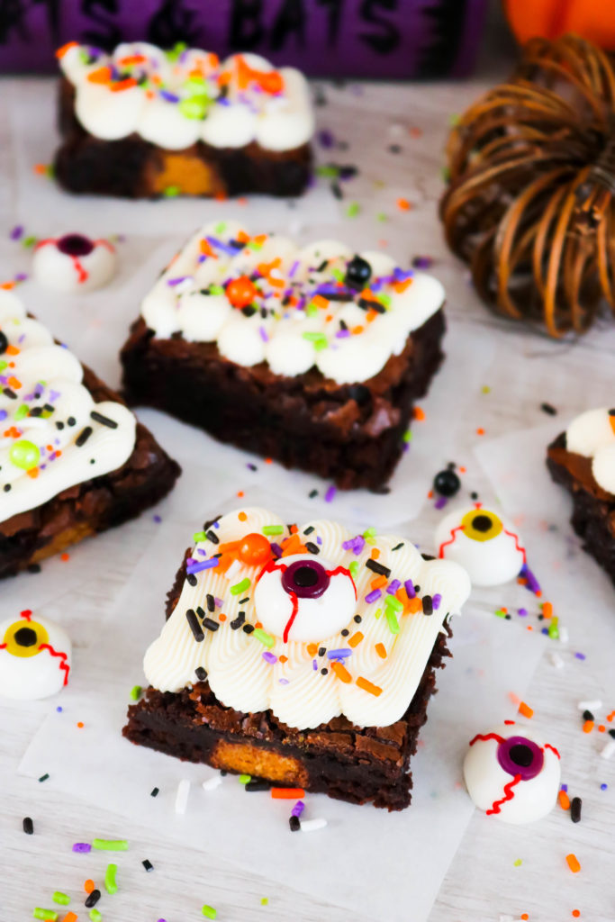 Frosted Halloween Monster Mash Brownies