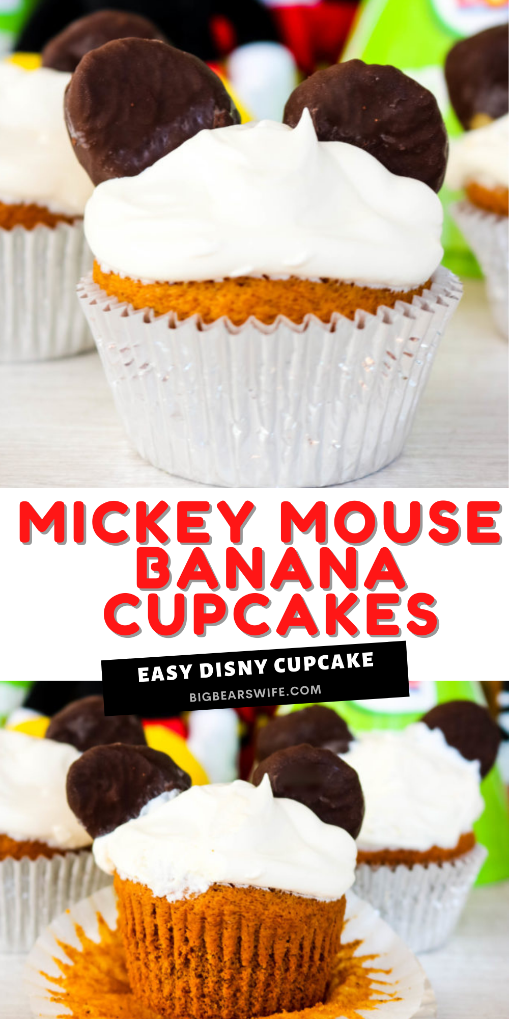 Mickey Mouse is turning 90 and it's time to celebrate his birthday with these Mickey Mouse Birthday Banana Cupcakes  #Mickey90 #MickeyTrueOriginal #Disney #Dole #DoleHero via @bigbearswife